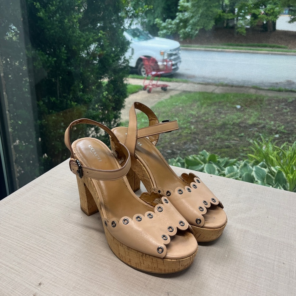 Coach Chic Tan Platform Sandals